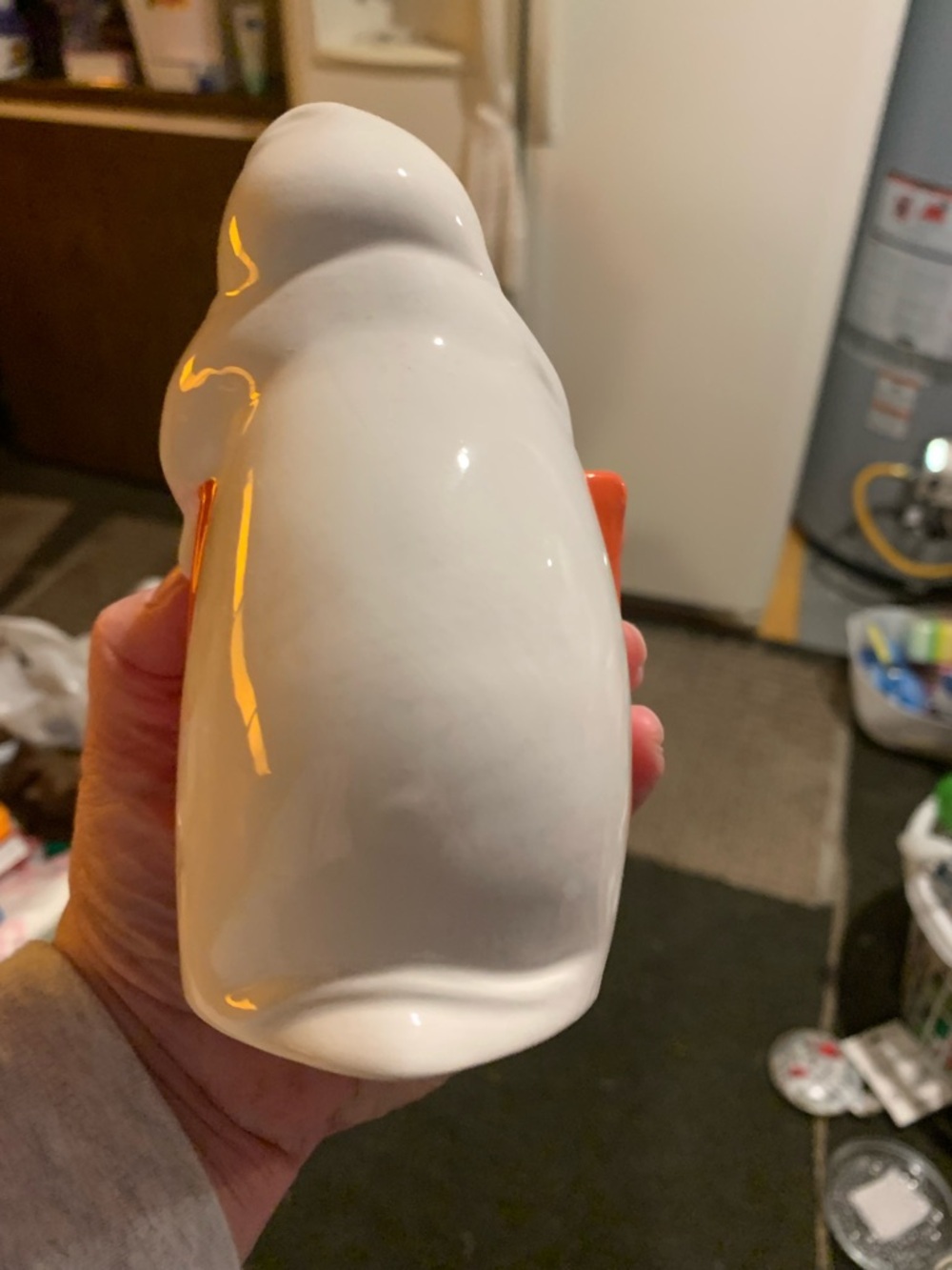 Halloween Ghost Trick or Treat Ceramic Candy Holder - Orange & White - Picture 5 of 5